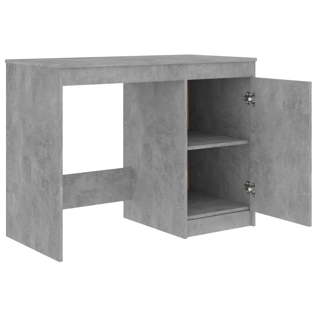 vidaXL Escritorio de madera contrachapada gris hormigón 100x50x76 cm