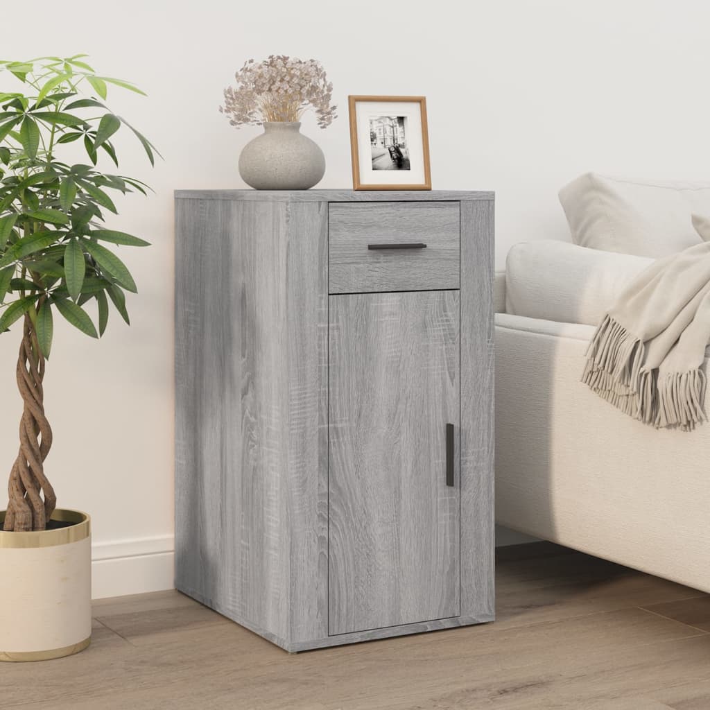 vidaXL Escritorio con armario contrachapada gris sonoma