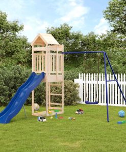 vidaXL Parque infantil de exterior madera maciza de pino