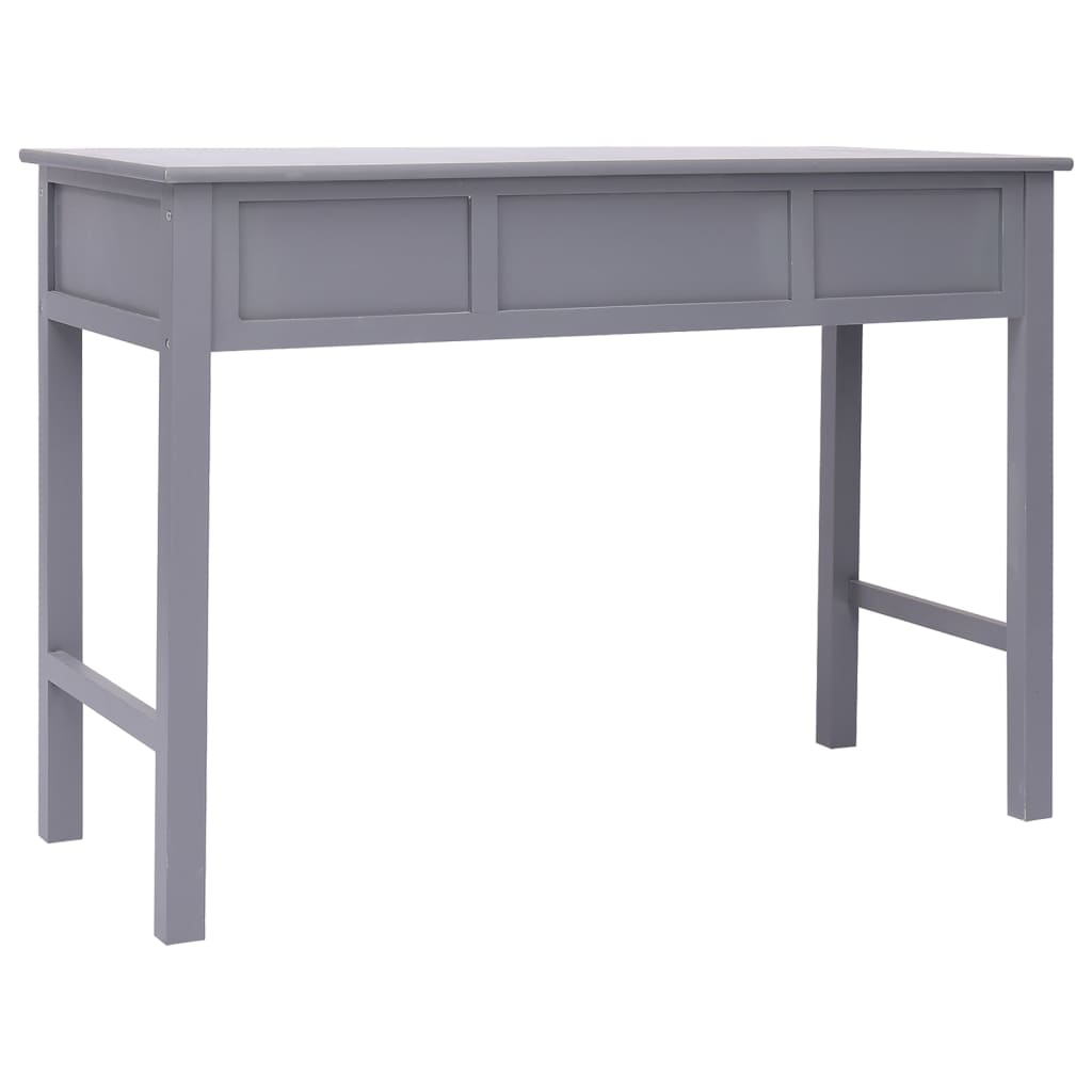 vidaXL Escritorio de madera maciza de Paulownia gris 108x45x76 cm