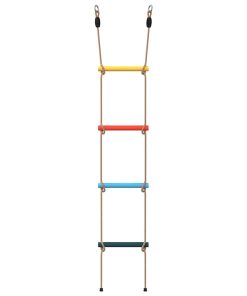 vidaXL Escalera de cuerda para niños con 4 peldaños multicolor