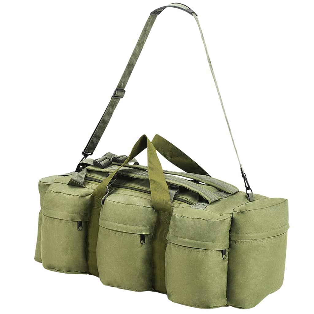 vidaXL Bolso de lona estilo militar 3-en-1 90 L verde oliva