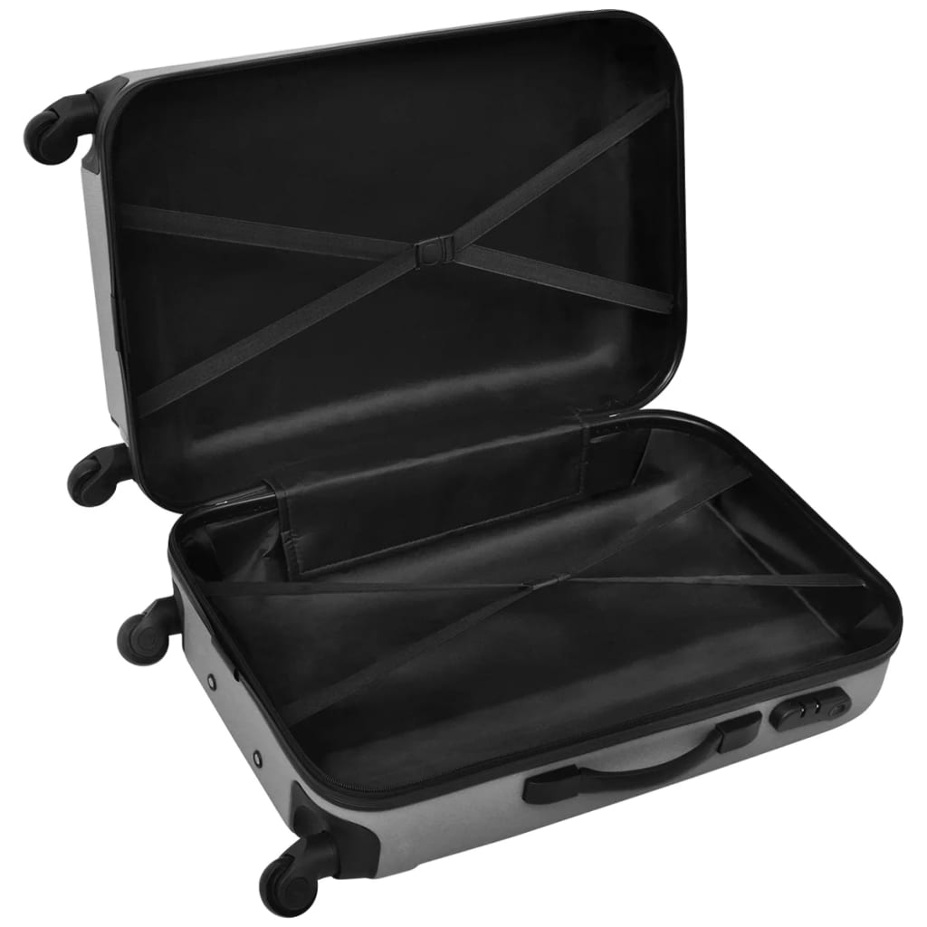 vidaXL Juego de maletas trolley rígidas 3 pzas plateado 45,5/55/66 cm