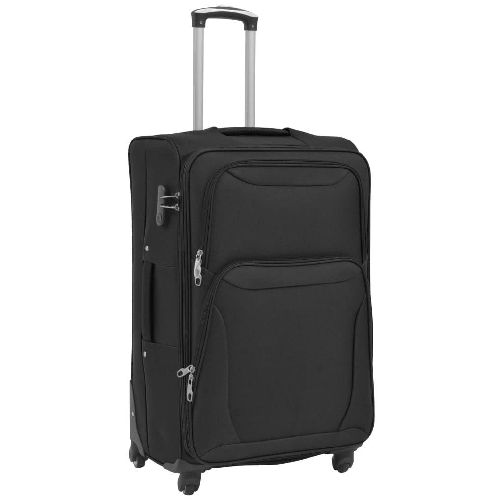 vidaXL Juego de 3 maletas blandas negro