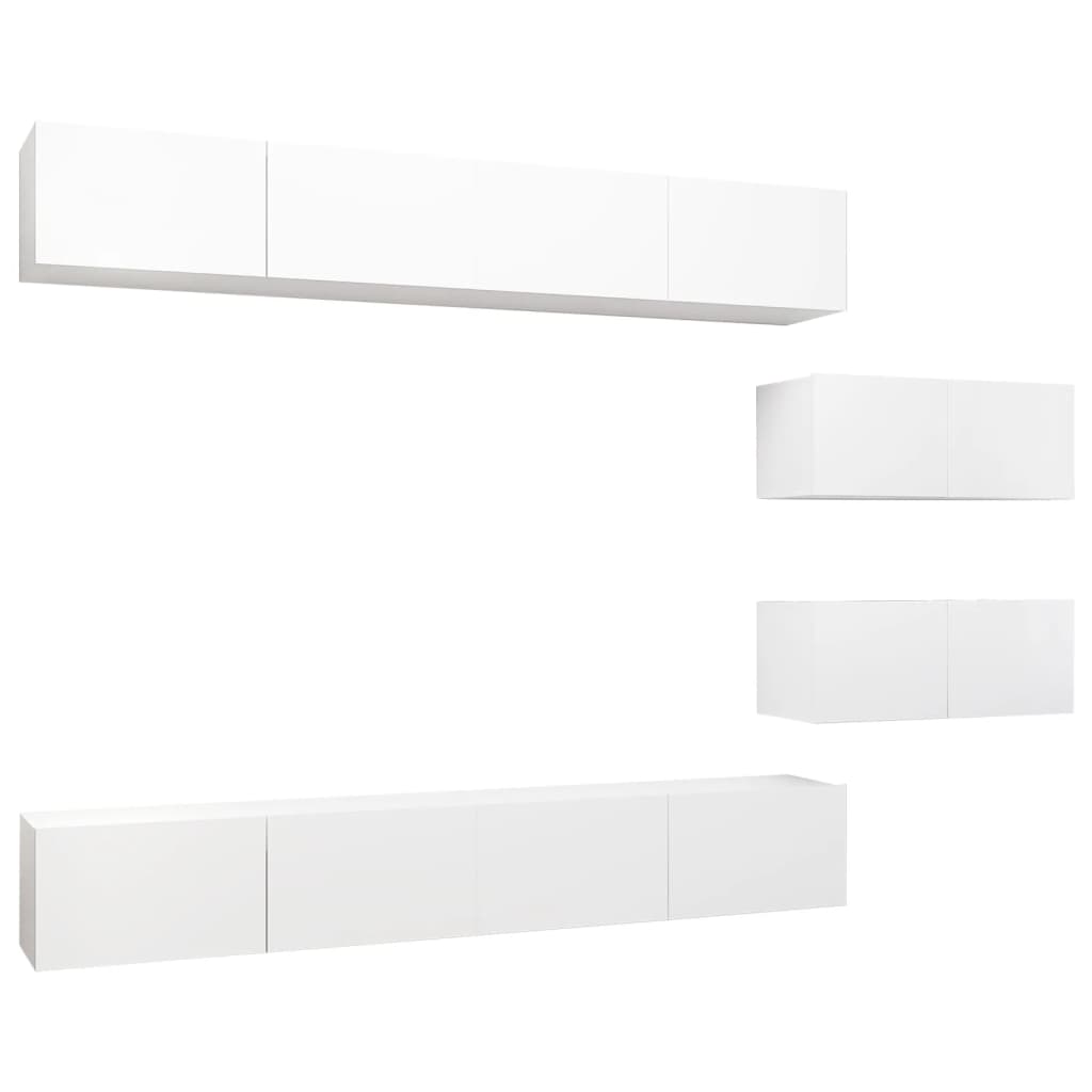 vidaXL Set de muebles de salón TV 6 piezas madera de ingeniería blanco