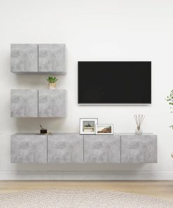 vidaXL Set muebles de salón TV 7 pzas madera ingeniería gris hormigón