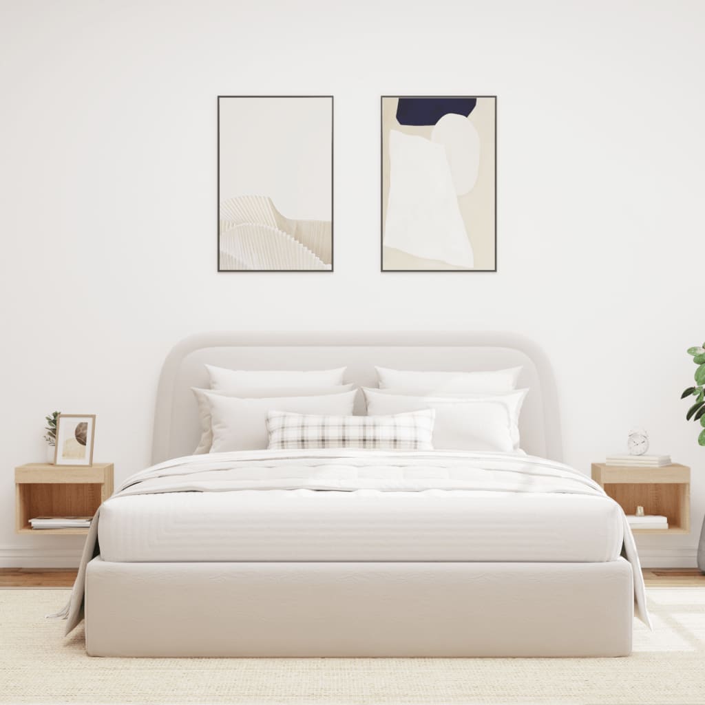 vidaXL Mesitas de noche de pared con luces LED 2 unidades roble Sonoma