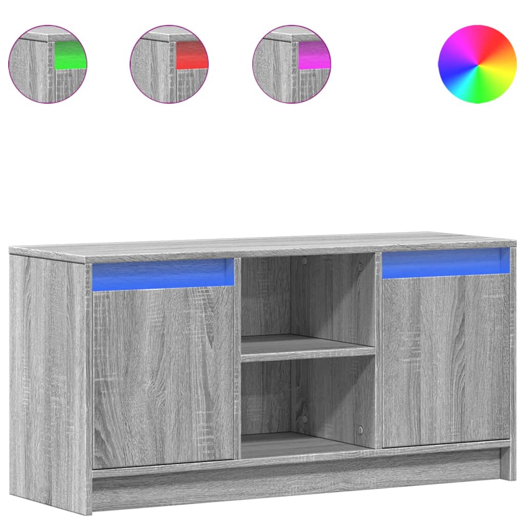 vidaXL Mueble de TV con LED madera ingeniería gris Sonoma 100x34x50 cm