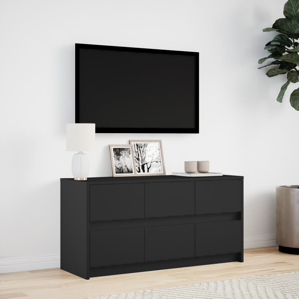vidaXL Mueble de TV con LED madera de ingeniería negro 100x34x50 cm