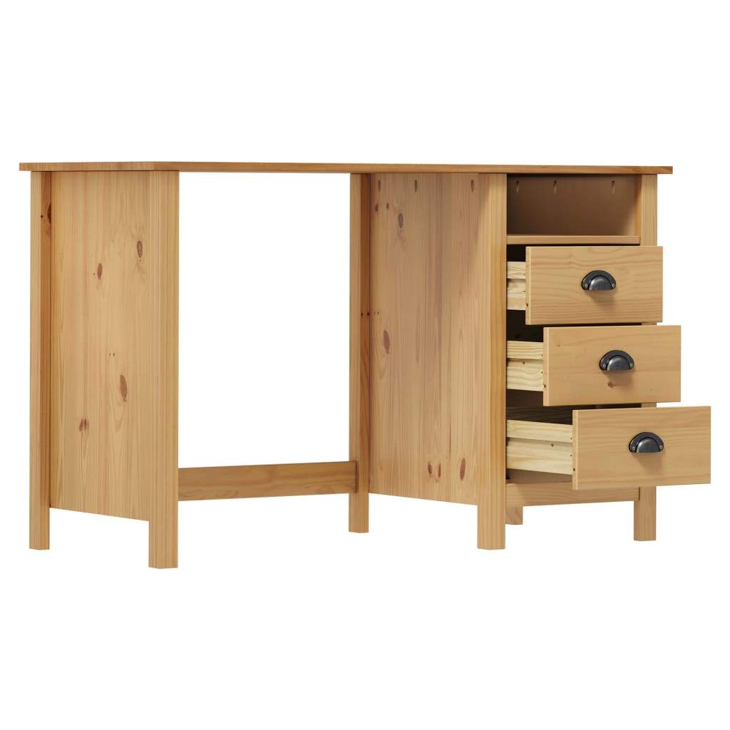 vidaXL Escritorio Hill con 3 cajones madera de pino 120x50x74 cm