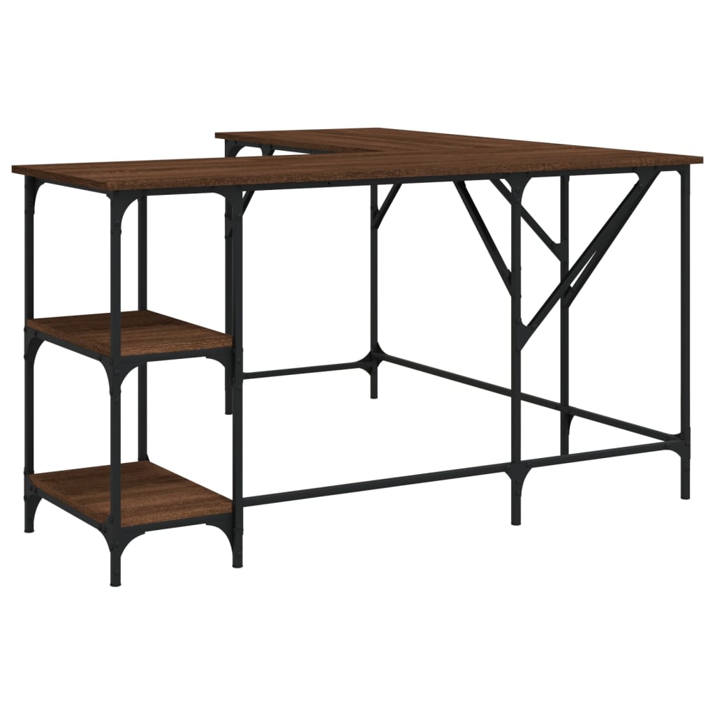 vidaXL Escritorio madera de ingeniería roble marrón 139x139x75 cm