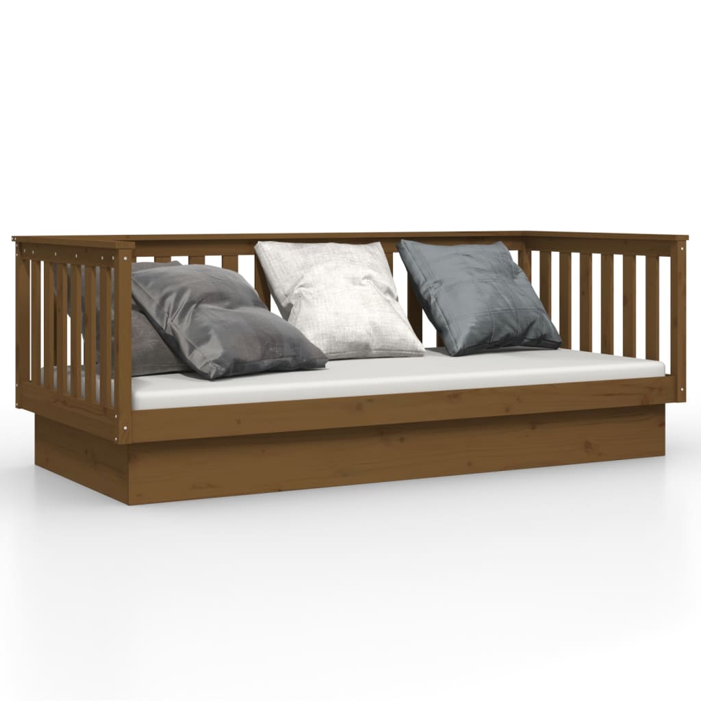 vidaXL Sofá cama madera maciza de pino marrón miel 100x200 cm