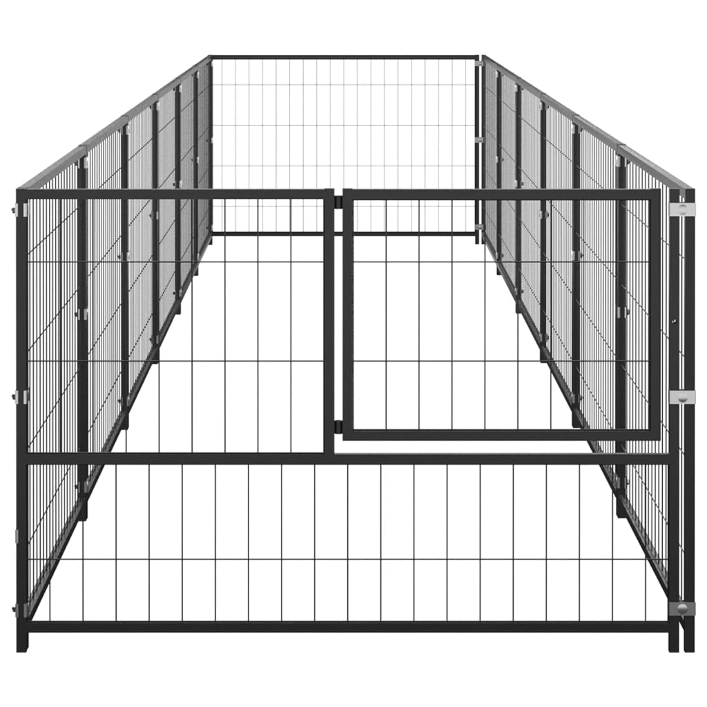vidaXL Perrera acero 6 m² negra