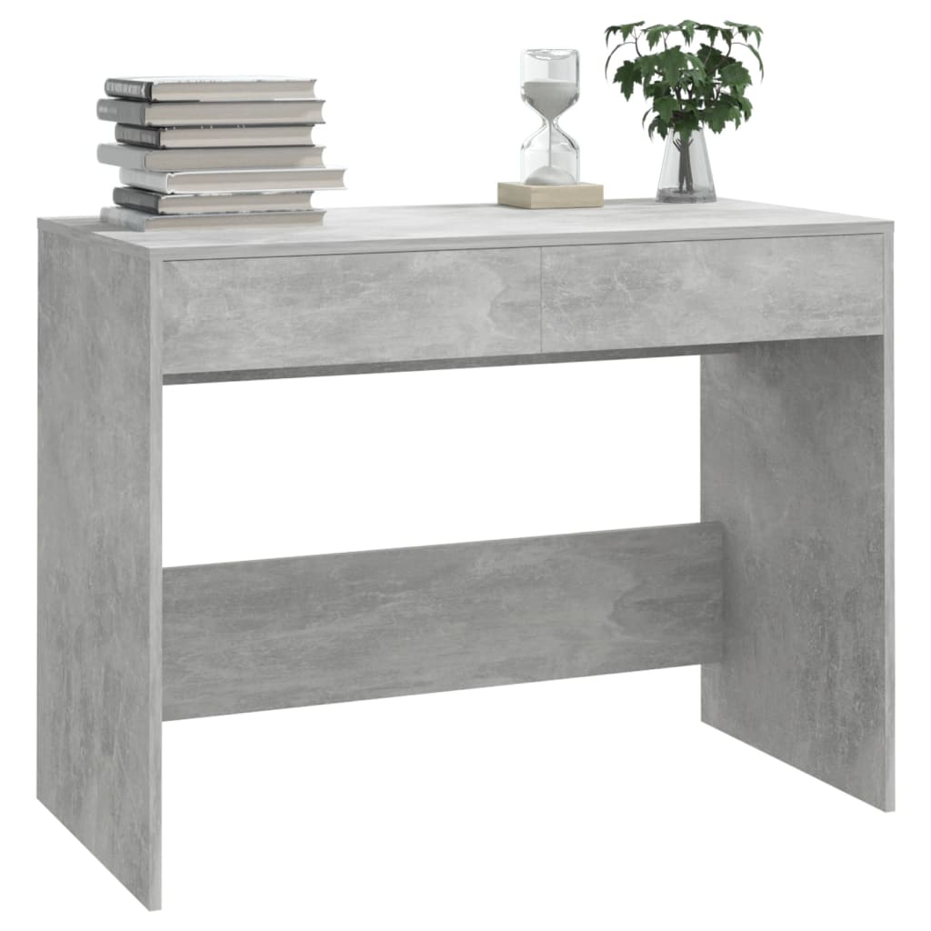 vidaXL Escritorio de madera contrachapada gris hormigón 101x50x76,5 cm