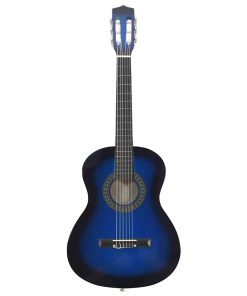 vidaXL Guitarra clásica para principiantes y niños azul 3/4 36"