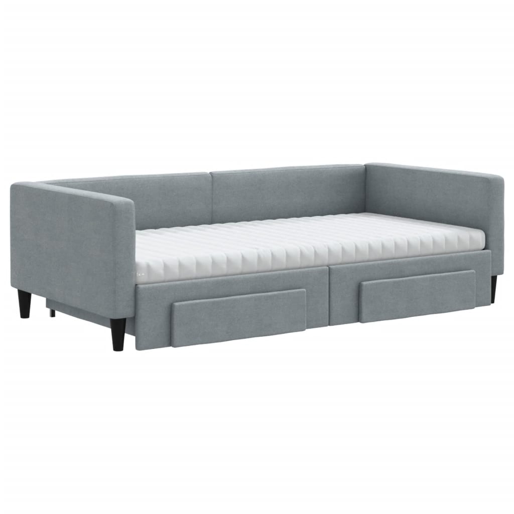 vidaXL Sofá cama nido con cajones tela gris claro 100x200 cm