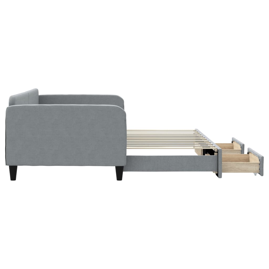 vidaXL Sofá cama nido con cajones tela gris claro 100x200 cm