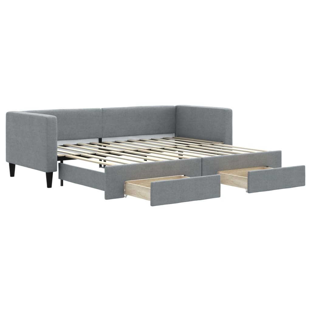 vidaXL Sofá cama nido con cajones tela gris claro 80x200 cm