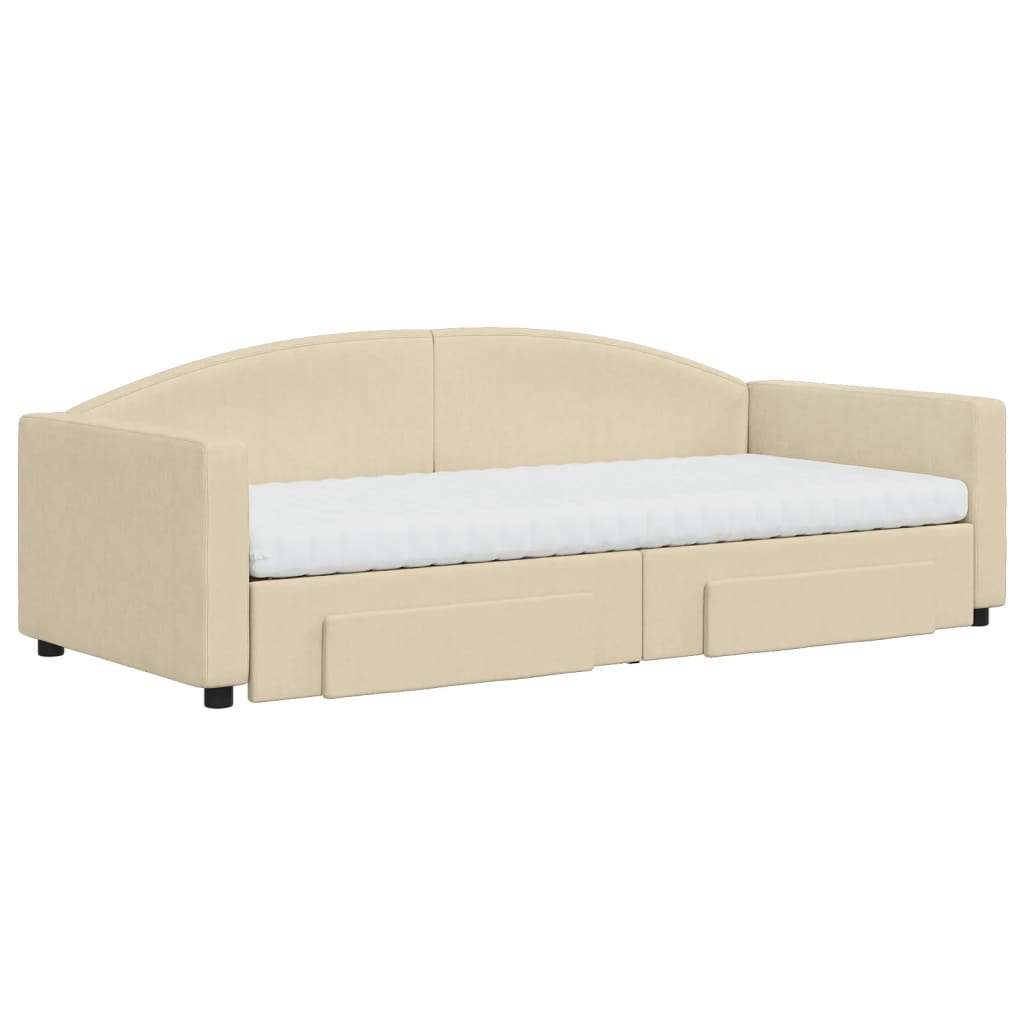 vidaXL Sofá cama nido con cajones tela color crema 90x200 cm