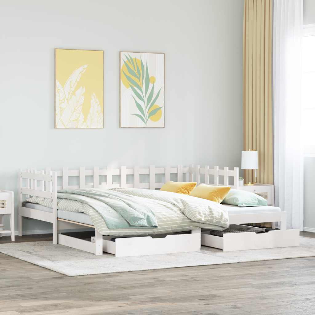 vidaXL Sofá cama nido con cajones sin colchón blanco 90x200 cm