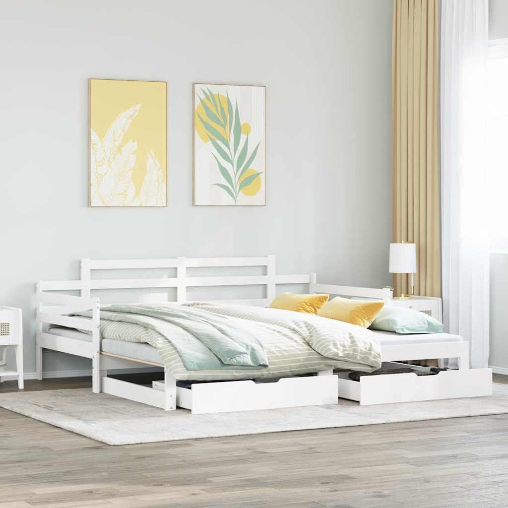 vidaXL Sofá cama nido con cajones sin colchón blanco 90x200 cm