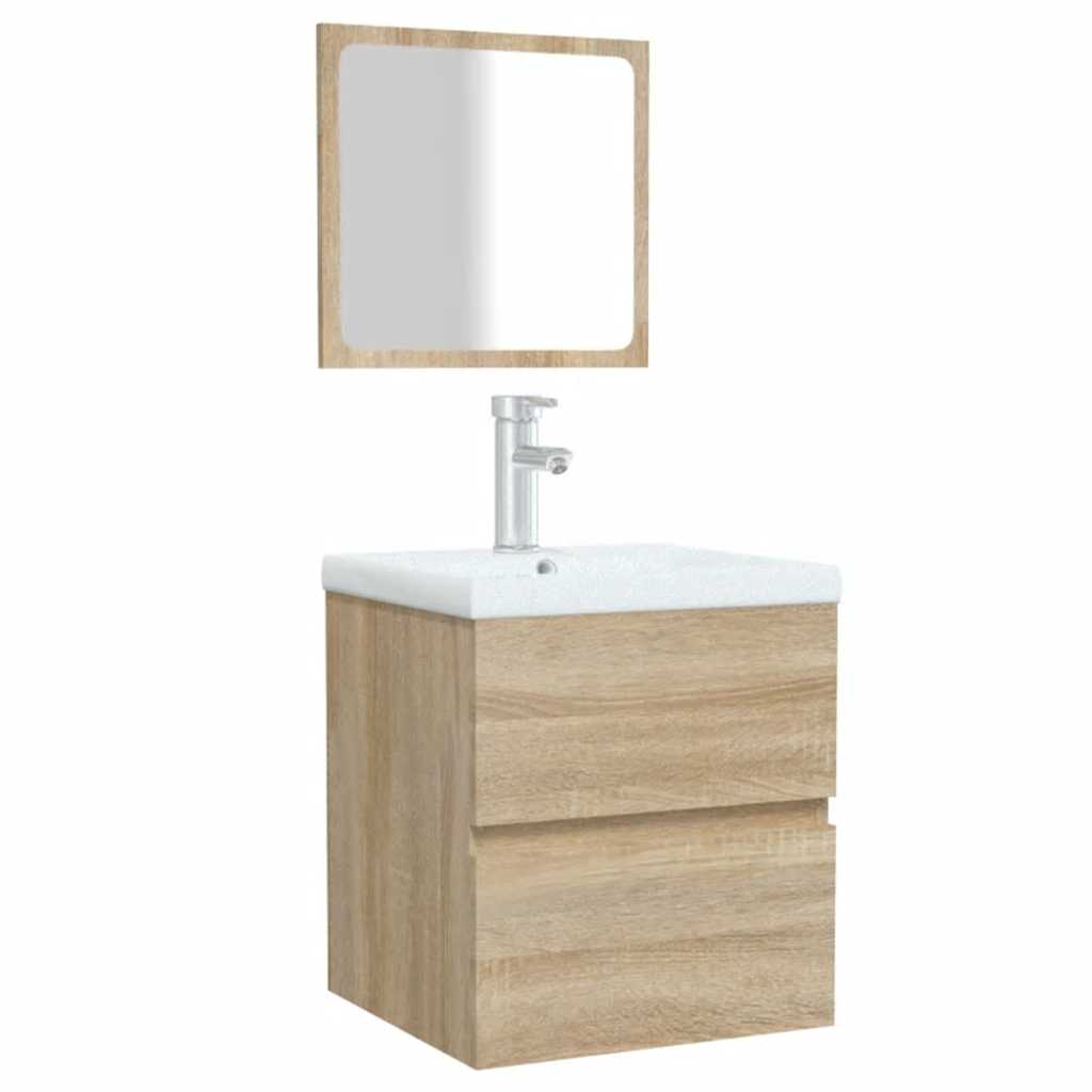 vidaXL Badschrank mit Spiegel Sonoma-Eiche Holzwerkstoff