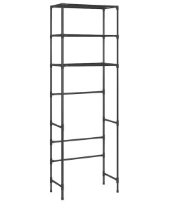 vidaXL Toilettenregal 3 Ablagen Schwarz 53x28x169 cm