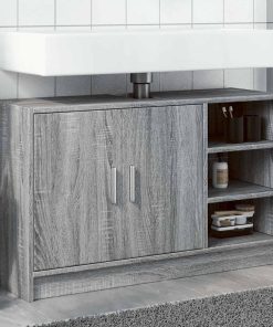 vidaXL Waschbeckenunterschrank Grau Sonoma 90x29x55 cm Holzwerkstoff