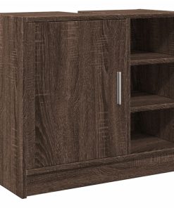 vidaXL Waschbeckenschrank Braun Eichen-Optik 63x29x55 cm Holzwerkstoff