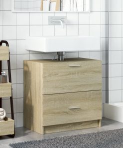 vidaXL Waschbeckenunterschrank Sonoma-Eiche 59x37x59 cm Holzwerkstoff