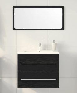 vidaXL Waschbeckenunterschrank Schwarz Eichen-Optik 60x38,5x48 cm