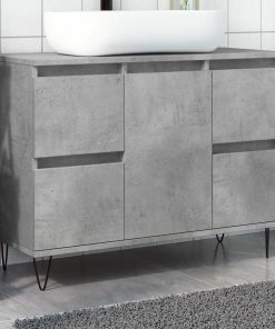 vidaXL Badschrank Betongrau 80x33x60 cm Holzwerkstoff