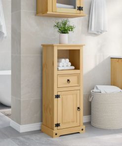 vidaXL Badschrank Corona 45x33x110 cm Massivholz Kiefer