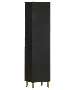 vidaXL Badschrank Schwarz 38x33x160 cm Massivholz Mango