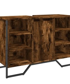 vidaXL Waschbeckenunterschrank Räuchereiche 91x35x60 cm Holzwerkstoff