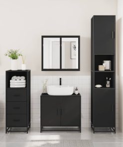 vidaXL Badschrank Schwarz 35x37,5x100 cm Holzwerkstoff