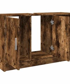vidaXL Waschbeckenunterschrank Räuchereiche 90x29x55 cm Holzwerkstoff