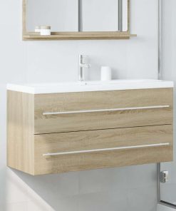 vidaXL Waschbeckenunterschrank Sonoma-Eiche 100x38,5x48 cm