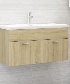 vidaXL Waschbeckenunterschrank Sonoma-Eiche 90x38,5x46cm Holzwerkstoff