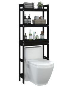vidaXL Toilettenregal Schwarz 63x26x171 cm Massivholz Kiefer