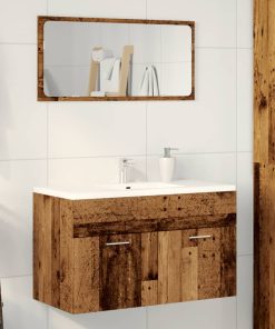 vidaXL Waschbeckenunterschrank Altholz-Optik 90x38,5x46 Holzwerkstoff