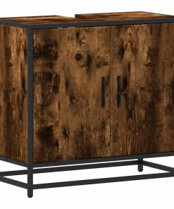 vidaXL Waschbeckenunterschrank Räuchereiche 65x33x60 cm Holzwerkstoff