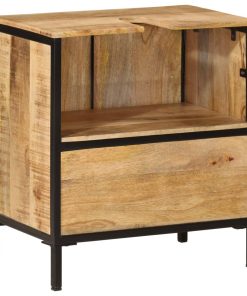 vidaXL Waschbeckenunterschrank 55x35x60 cm Massivholz Mango und Eisen