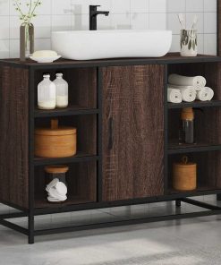 vidaXL Waschbeckenunterschrank Braun Eichen-Optik 80x33x60 cm