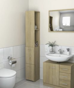 vidaXL Badschrank Sonoma-Eiche 25x26,5x170 cm Holzwerkstoff