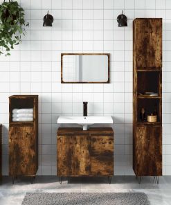vidaXL Badschrank Räuchereiche 65x33x60 cm Holzwerkstoff