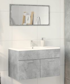 vidaXL Waschbeckenunterschrank Betongrau 80x38,5x46 cm Holzwerkstoff