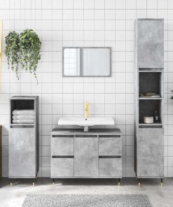 vidaXL Badschrank Betongrau 80x33x60 cm Holzwerkstoff