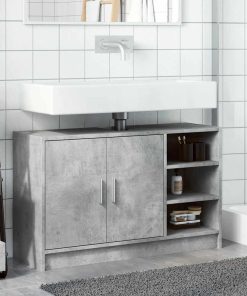 vidaXL Waschbeckenunterschrank Betongrau 90x29x55 cm Holzwerkstoff