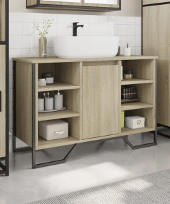 vidaXL Waschbeckenunterschrank Sonoma-Eiche 91x35x60 cm Holzwerkstoff